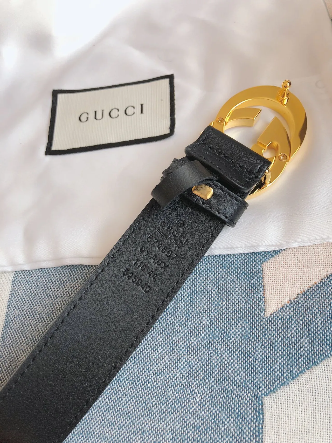 Gucci Ophidia Interlocking G Black Leather Belt 4