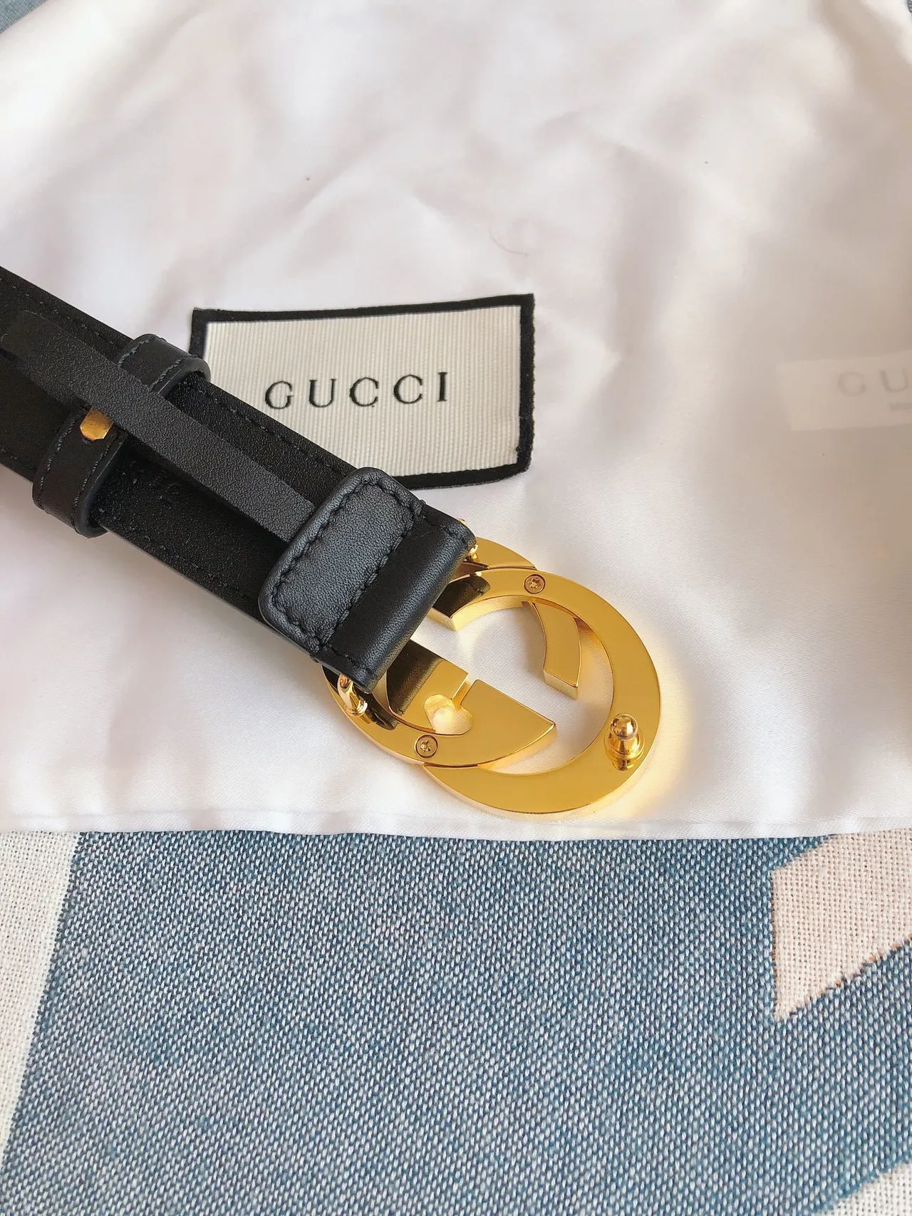Gucci Ophidia Interlocking G Black Leather Belt 5