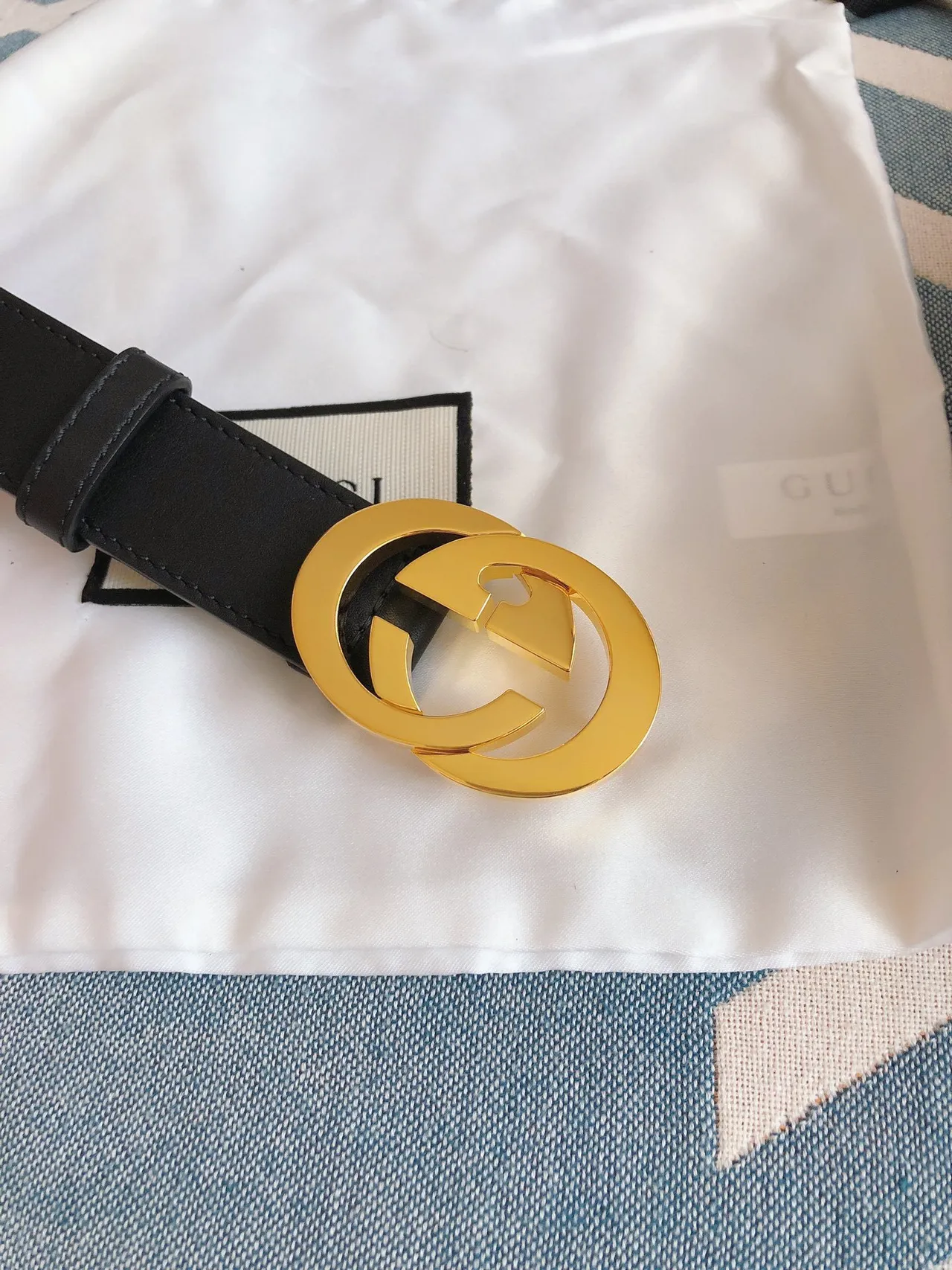 Gucci Ophidia Interlocking G Black Leather Belt 6