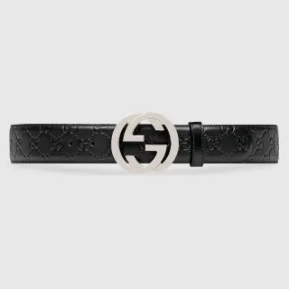 Gucci Ophidia Interlocking G Buckle Black Leather Belt