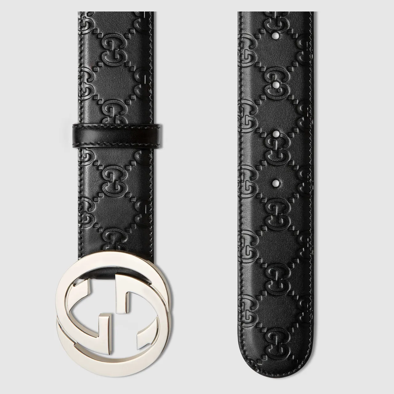 Gucci Ophidia Interlocking G Buckle Black Leather Belt 2