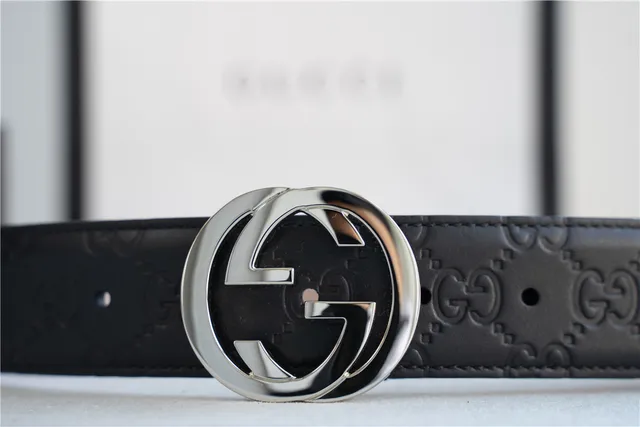 Gucci Ophidia Interlocking G Buckle Black Leather Belt 6
