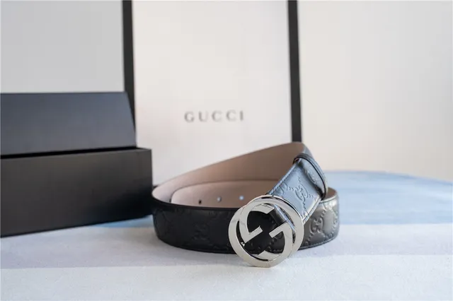 Gucci Ophidia Interlocking G Buckle Black Leather Belt 8