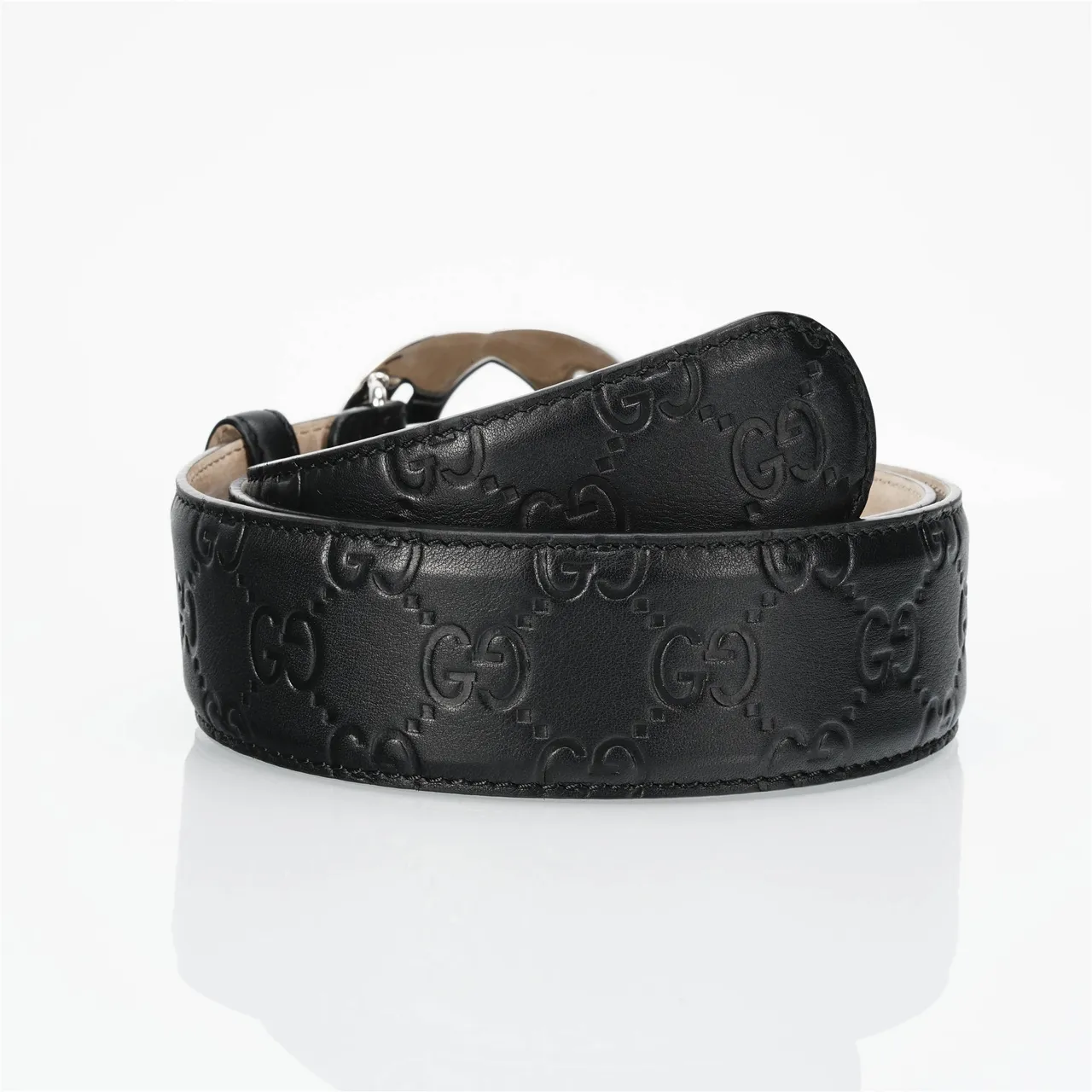 Gucci Ophidia Interlocking G Buckle Black Leather Belt 11