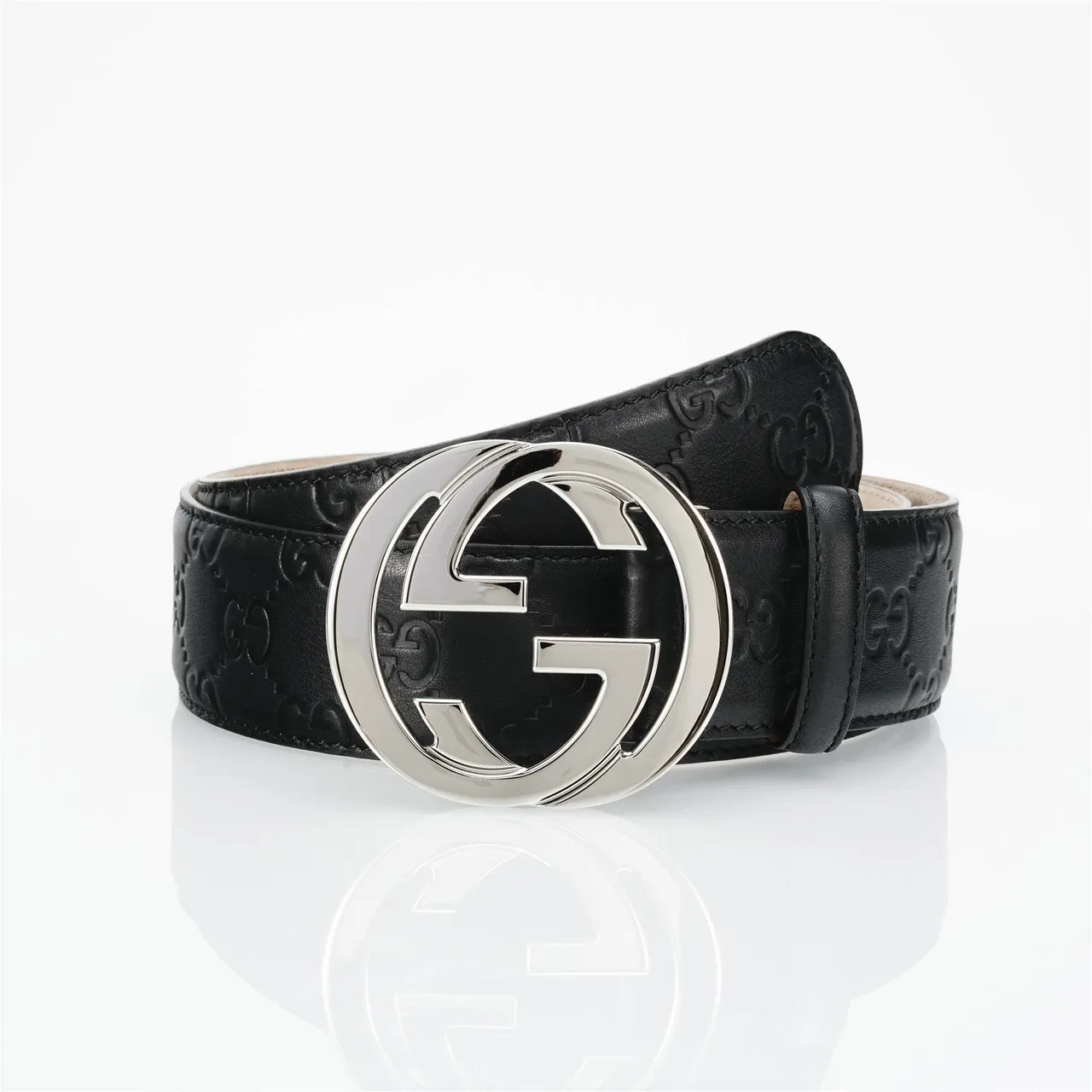Gucci Ophidia Interlocking G Buckle Black Leather Belt 12
