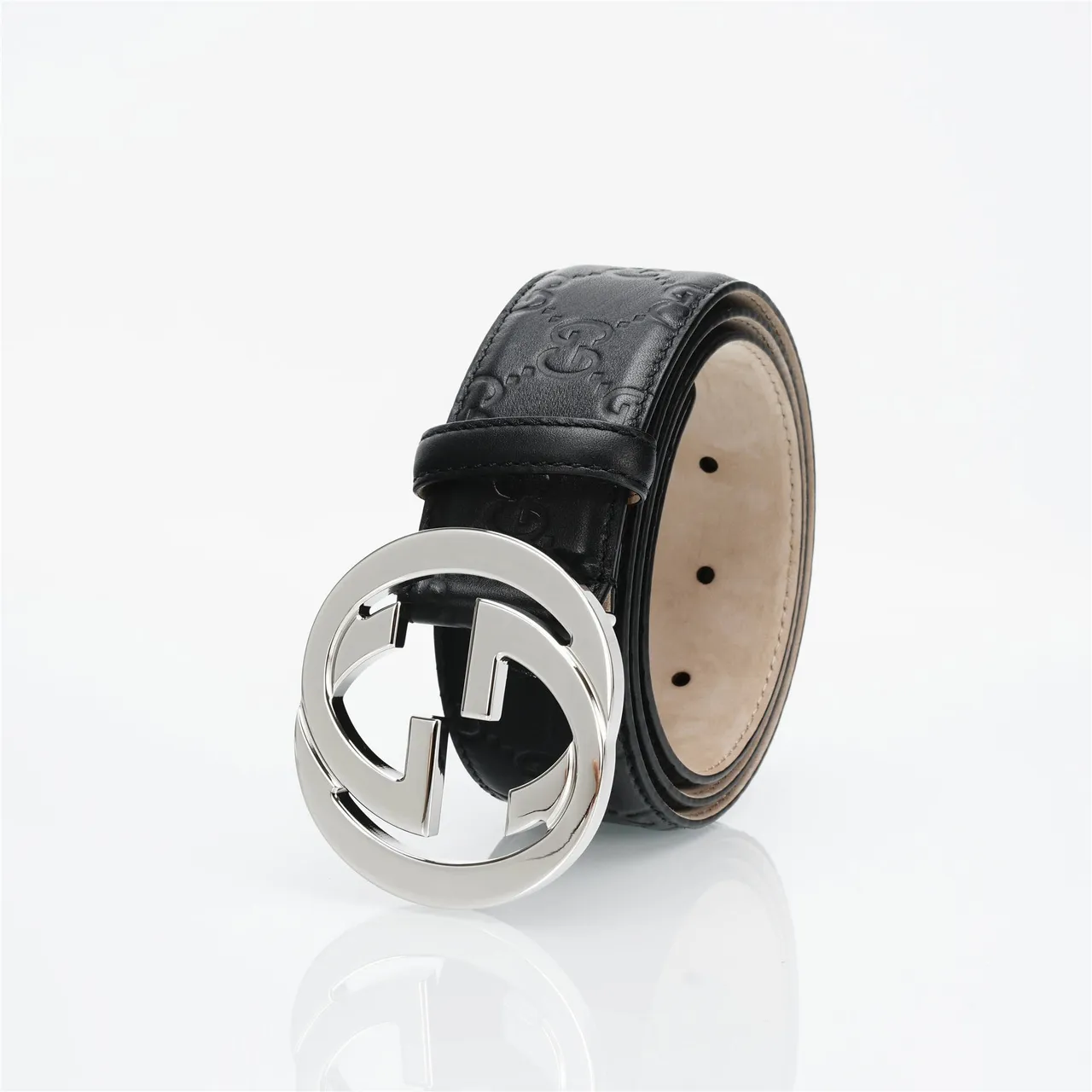 Gucci Ophidia Interlocking G Buckle Black Leather Belt 15