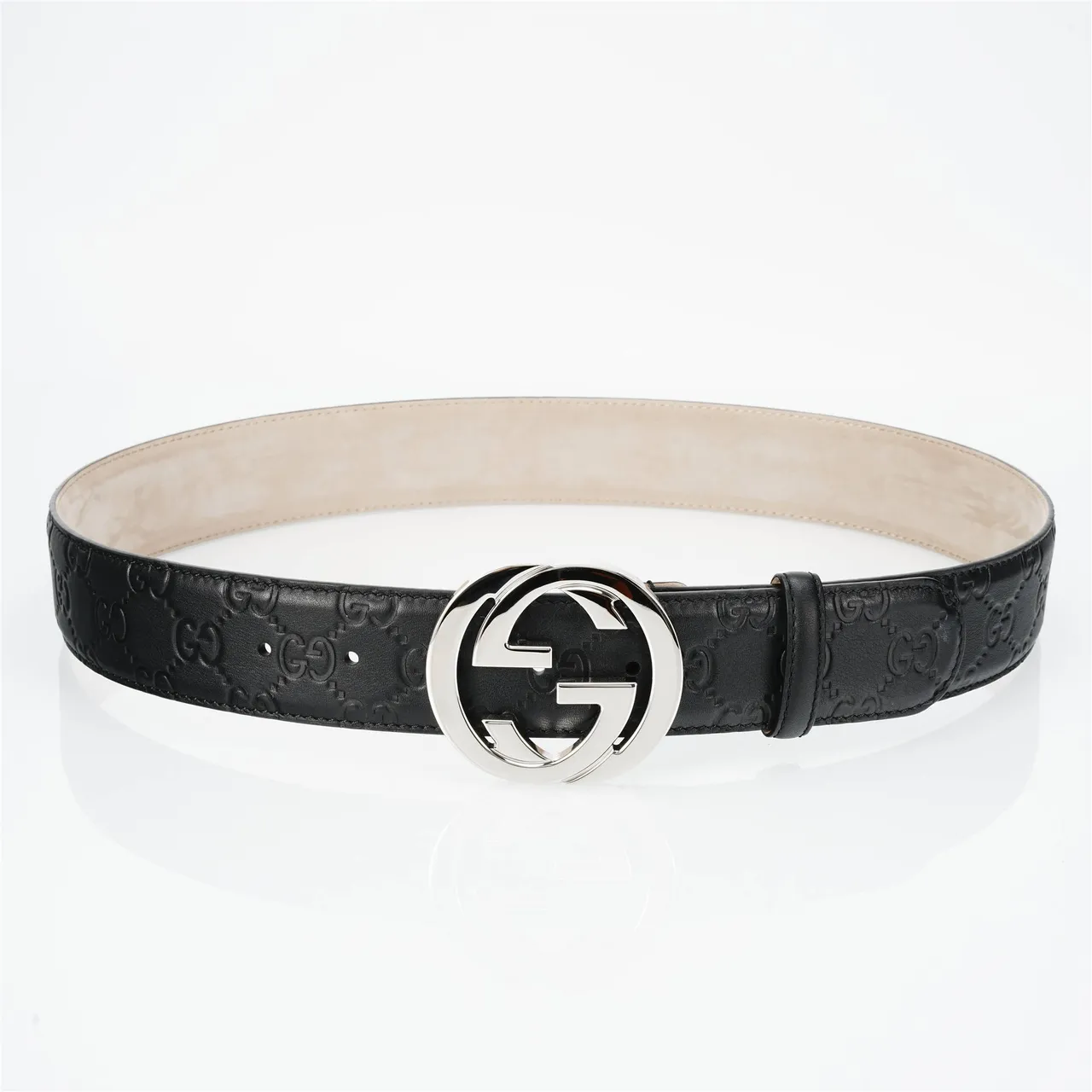 Gucci Ophidia Interlocking G Buckle Black Leather Belt 17