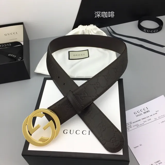 Gucci Ophidia Interlocking G Buckle Brown Leather Belt 6