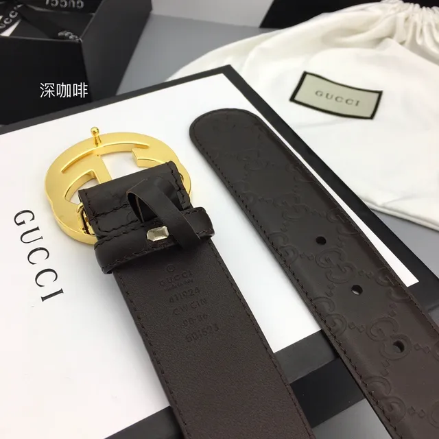 Gucci Ophidia Interlocking G Buckle Brown Leather Belt 8