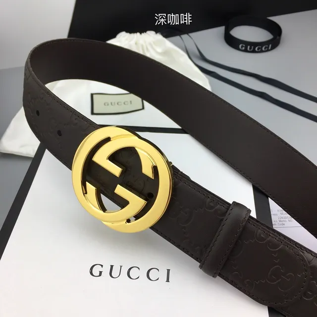 Gucci Ophidia Interlocking G Buckle Brown Leather Belt 9