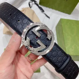 Gucci Ophidia Interlocking G Buckle Navy Leather Belt