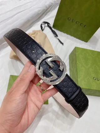 Gucci Ophidia Interlocking G Buckle Navy Leather Belt 5
