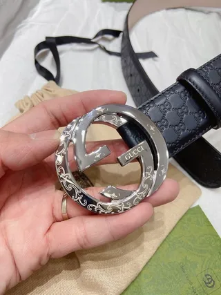 Gucci Ophidia Interlocking G Buckle Navy Leather Belt 7
