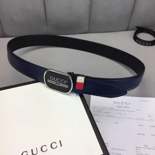 Gucci Ophidia নেভি লাল ওভাল কালো-এনামেল বাকল ইন্টারলকিং জি লোগো চামড়ার বেল্ট