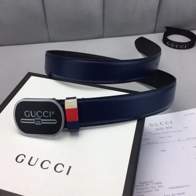 Gucci Ophidia أزرق بحري أحمر بيضوي قفل أسود لامع interlocking G  لوجو حزام جلدي 2
