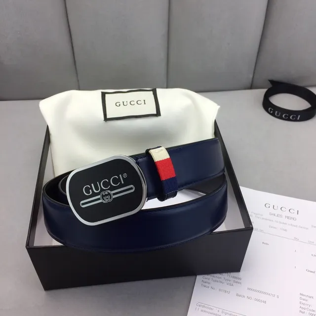 Gucci Ophidia أزرق بحري أحمر بيضوي قفل أسود لامع interlocking G  لوجو حزام جلدي 5