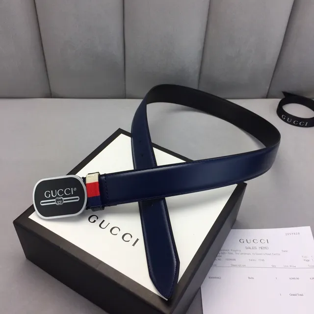 Gucci Ophidia أزرق بحري أحمر بيضوي قفل أسود لامع interlocking G  لوجو حزام جلدي 6