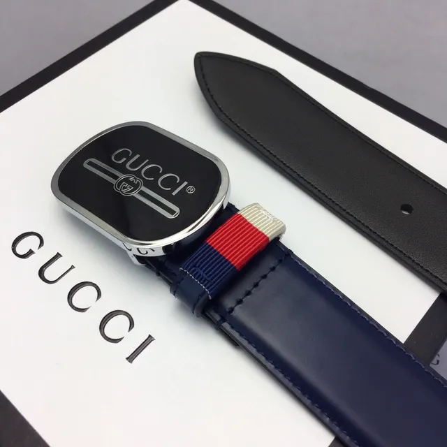 Gucci Ophidia أزرق بحري أحمر بيضوي قفل أسود لامع interlocking G  لوجو حزام جلدي 8