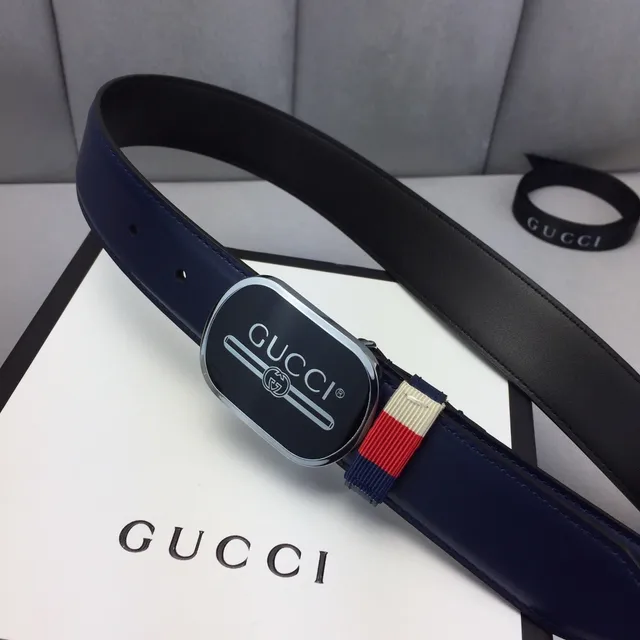 Gucci Ophidia أزرق بحري أحمر بيضوي قفل أسود لامع interlocking G  لوجو حزام جلدي 9