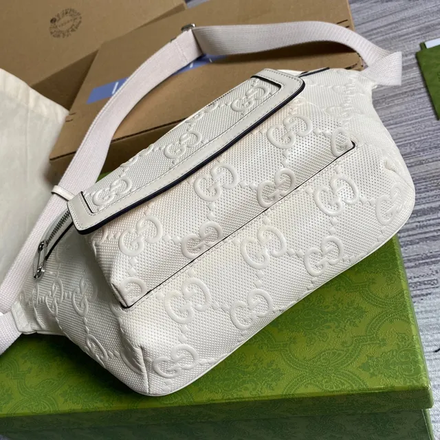 Gucci Ophidia Off-White Embossed GG Monogram Fashion Belt Bag 13