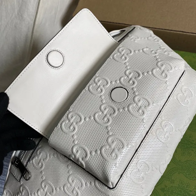 Gucci Ophidia Off-White Embossed GG Monogram Fashion Belt Bag 15