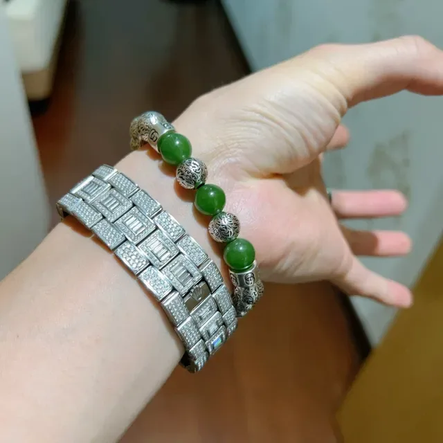 سوار غوتشي فيليغري مزخرف بأحجار خضراء 2