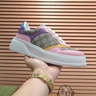 Gucci Pink Purple Patchwork Colorblock GG Monogram Canvas Lifestyle Sneakers