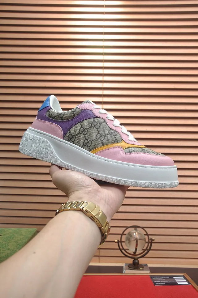 Gucci Pink Purple Patchwork Colorblock GG Monogram Canvas Lifestyle Sneakers 1