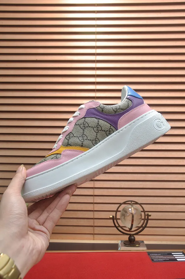 Gucci Pink Purple Patchwork Colorblock GG Monogram Canvas Lifestyle Sneakers 4