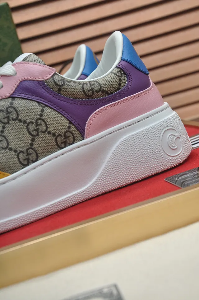 Gucci Pink Purple Patchwork Colorblock GG Monogram Canvas Lifestyle Sneakers 9