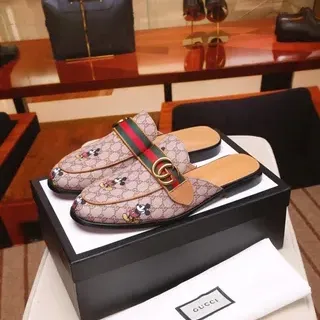 Gucci Princetown Mickey Mouse GG Monogram Web Strap Loafers