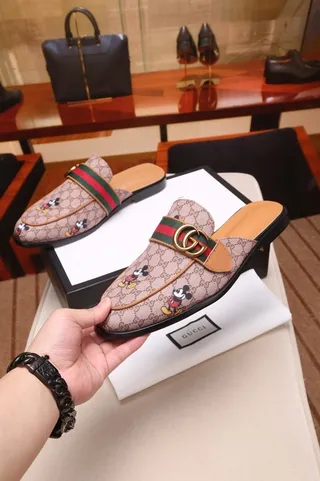 Gucci Princetown Mickey Mouse GG Monogram Web Strap Loafers 2