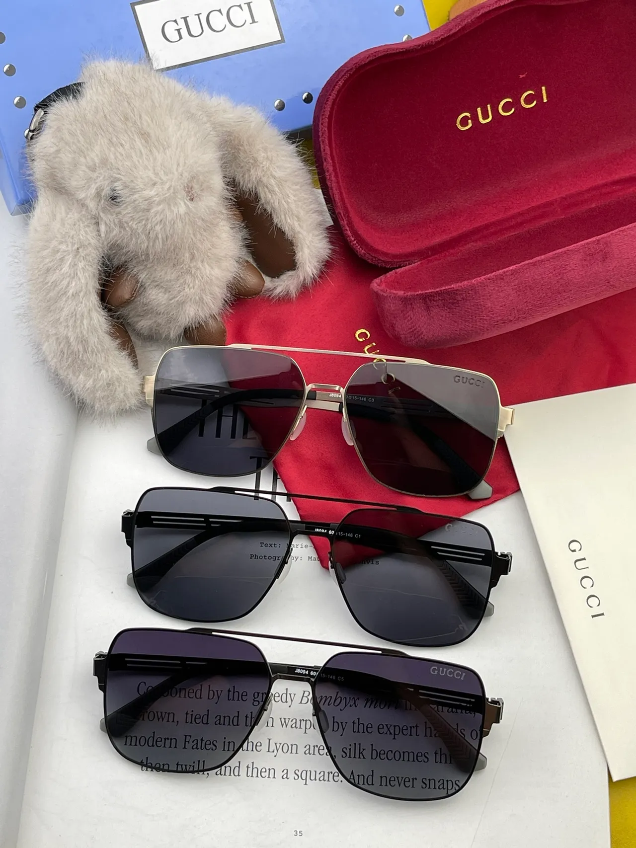 Gucci Rectangular Aviator Metal Frame Gradient Sunglasses 4