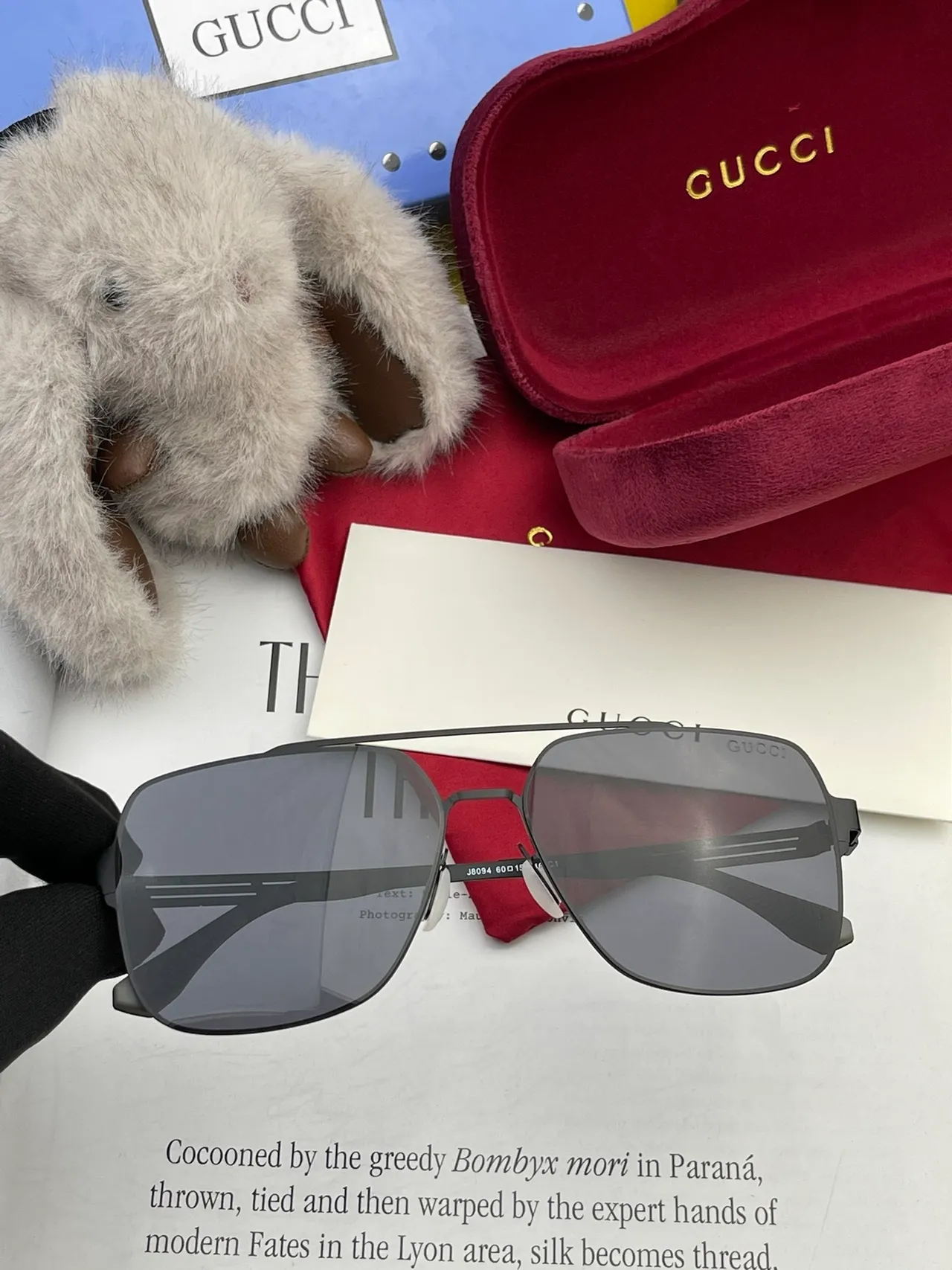 Gucci Rectangular Aviator Metal Frame Gradient Sunglasses 5