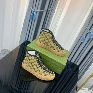 Gucci Rhyton Beige GG Monogram High-Top Lifestyle Sneakers