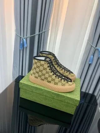 Gucci Rhyton Beige GG Monogram High-Top Lifestyle Sneakers 6