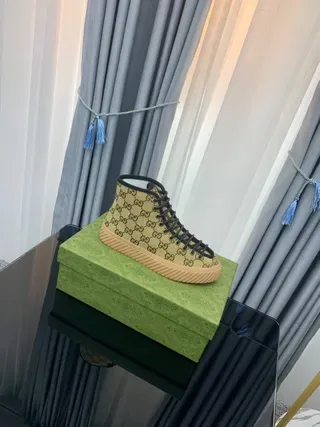 Gucci Rhyton Beige GG Monogram High-Top Lifestyle Sneakers 9