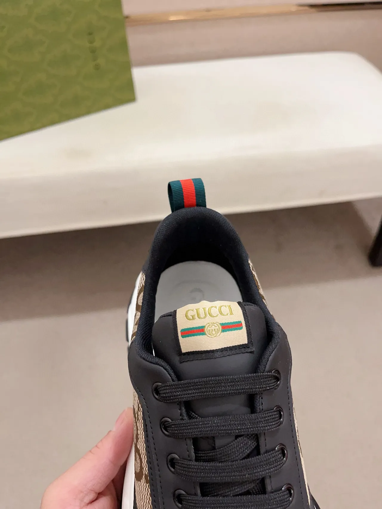 Gucci Rhyton Black and Beige GG Monogram Chunky Sneakers 6