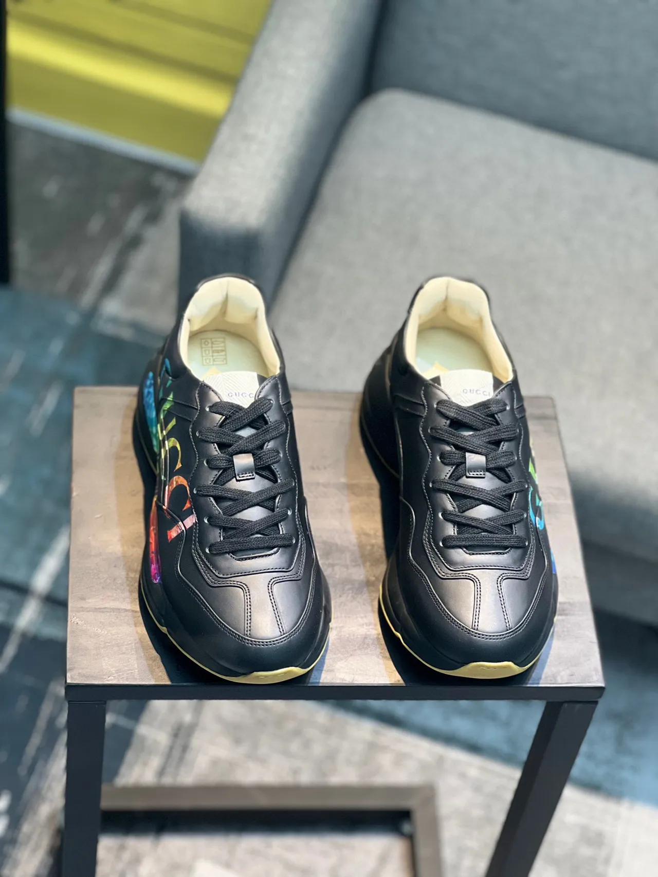 Gucci Rhyton Black Multicolor Iridescent Logo Lifestyle Sneakers 6