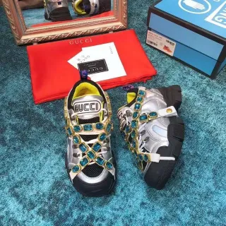 Gucci Rhyton Crystal-Embellished Silver Lifestyle Sneakers