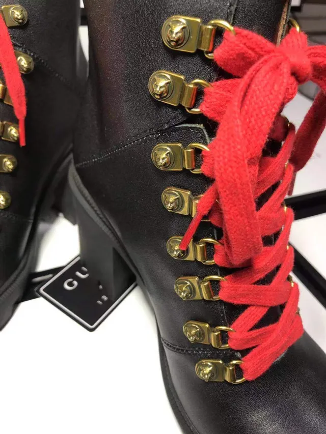 Gucci Rhyton Pearl-Strap Black Ankle Boots 4