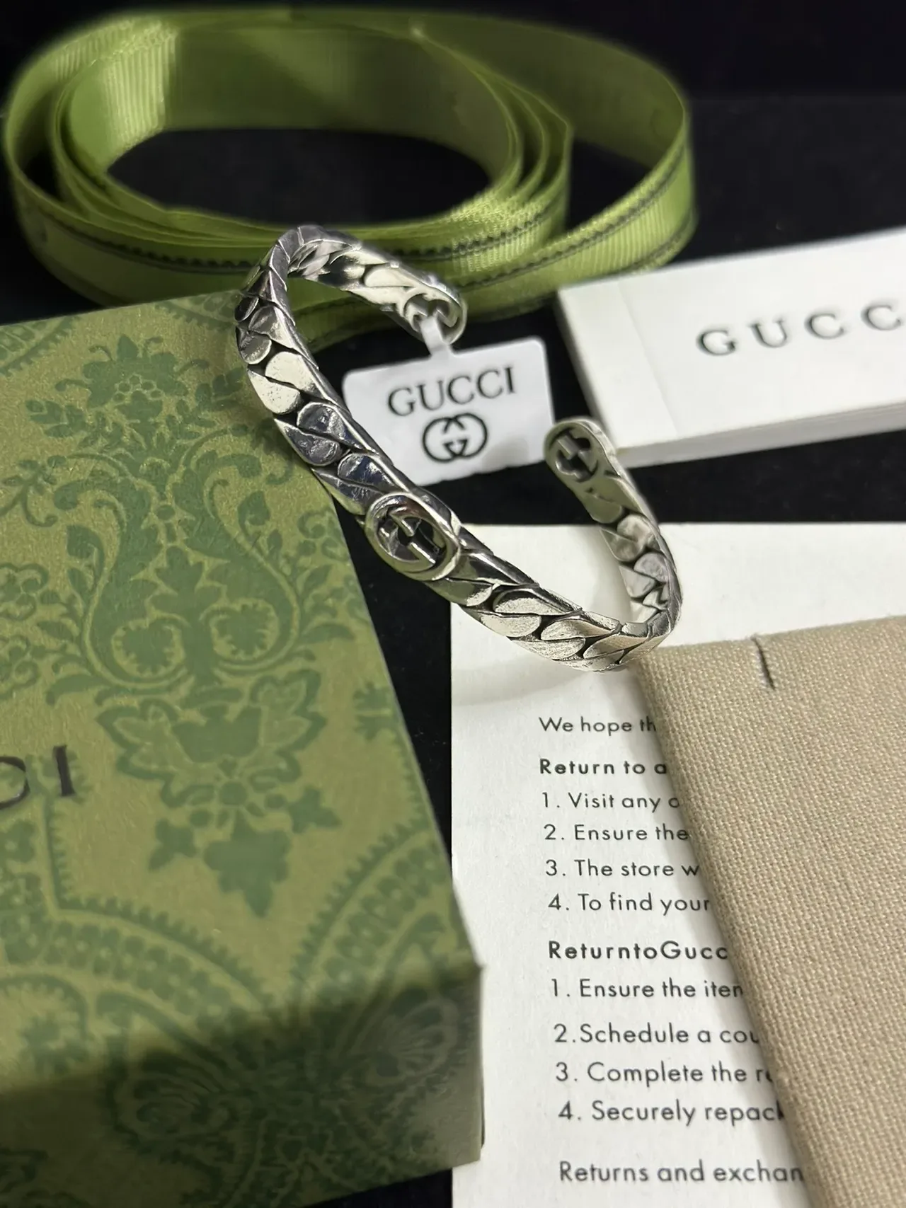 Gucci Scale-Link Silver-Toned Open Cuff Bracelet 5