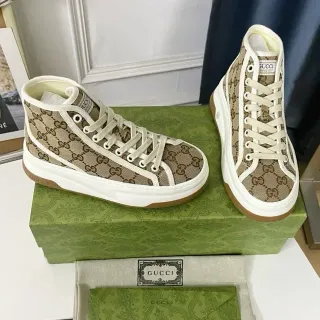Gucci Screener Beige Monogram High-Top Lifestyle Sneakers