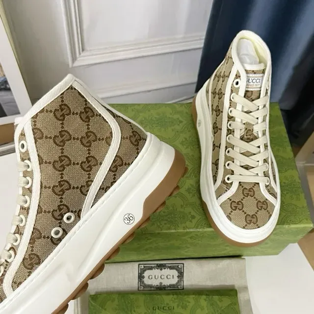 Gucci Screener Beige Monogram High-Top Lifestyle Sneakers 2