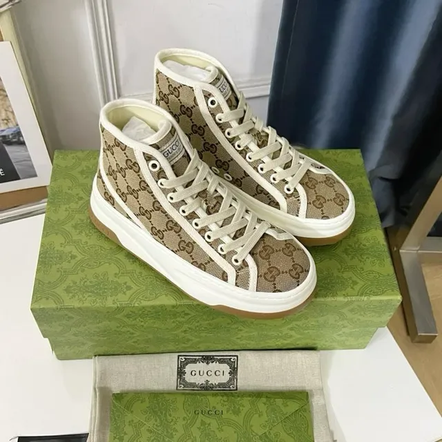 Gucci Screener Beige Monogram High-Top Lifestyle Sneakers 3