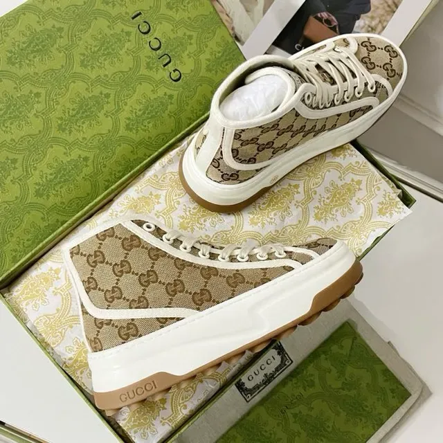 Gucci Screener Beige Monogram High-Top Lifestyle Sneakers 4