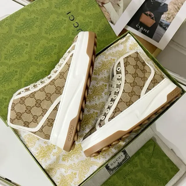 Gucci Screener Beige Monogram High-Top Lifestyle Sneakers 5
