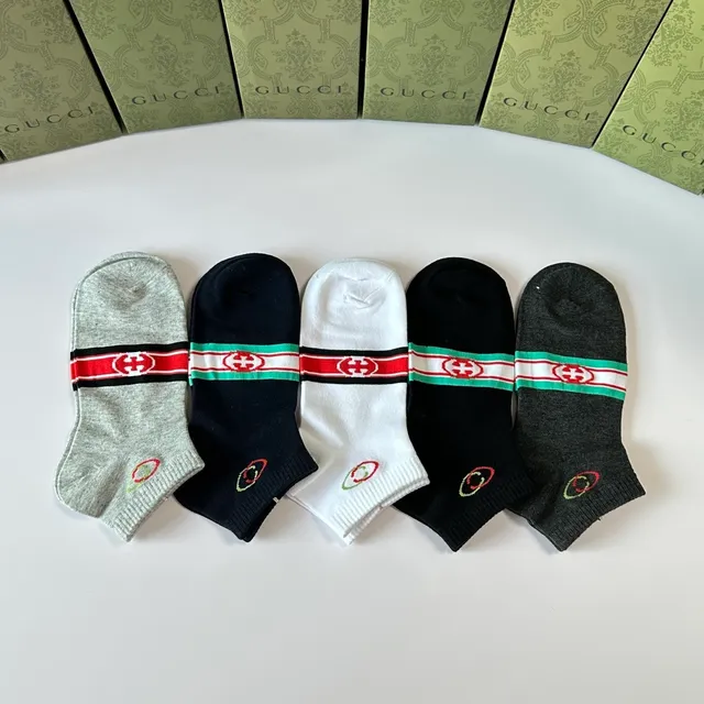 Gucci Screener Black Red Ankle-Length Ribbed Cuff Socks 3