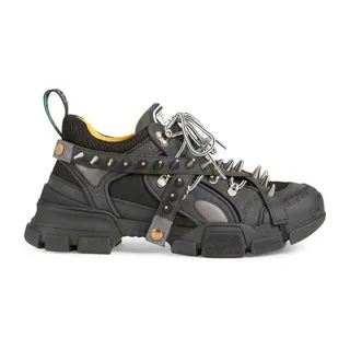 Gucci Screener Black Silver Spiked Strap Ridged Sole Chunky Sneakers 8