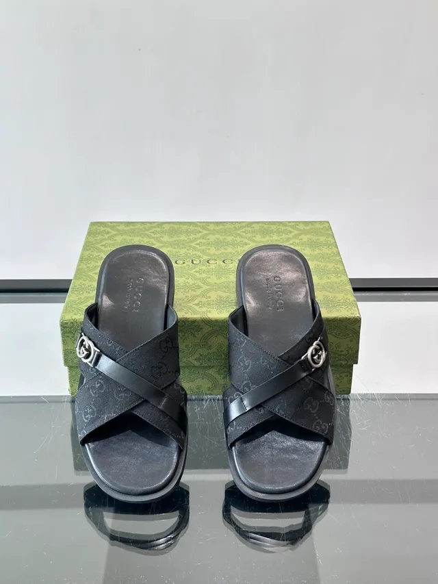 Gucci Screener Crossed-Strap Slide Slippers 3